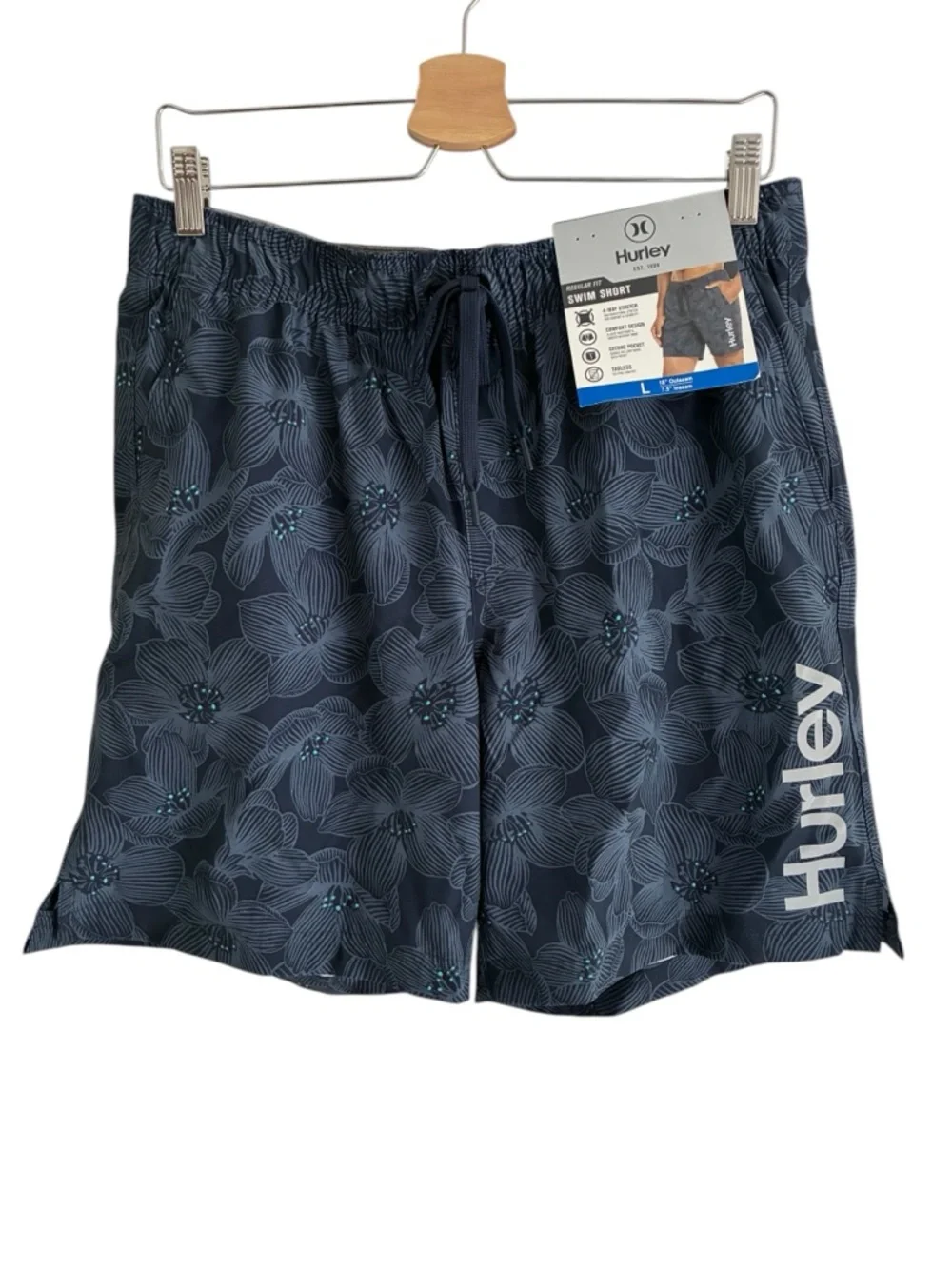 Hurley Swim Trunks Floral 4-Way Stretch L Elastic Waist Boardshorts